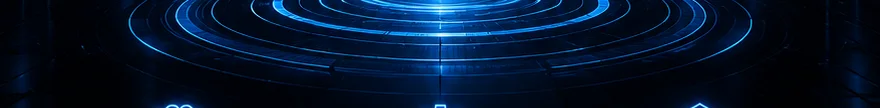 Glowing blue radar rings on a grid floor
